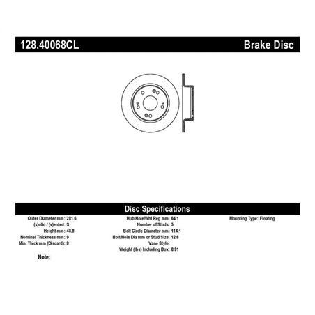 StopTech 05-17 Honda Accord / 16-17 HR-V / 09-14 Acura TSX Cryo Sport Drilled Rear Left Rotor