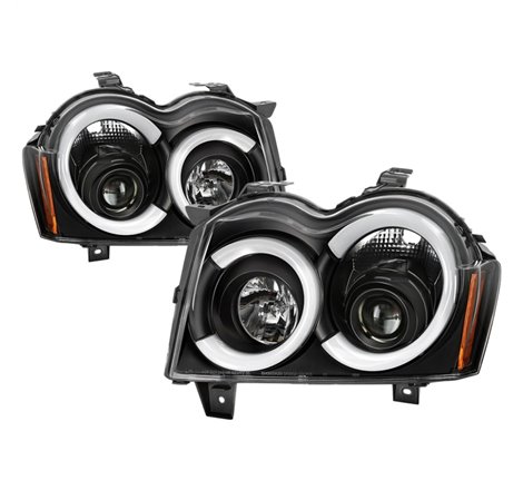 Spyder 05-07 Jeep Grand Cherokee - Light Bar Projector Headlights - Black - PRO-YD-JGC05V2-LB-BK