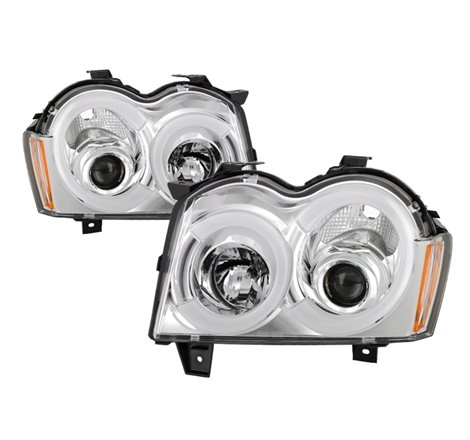 Spyder 05-07 Jeep Grand Cherokee - Light Bar Projector Headlights - Chrome - PRO-YD-JGC05V2-LB-C