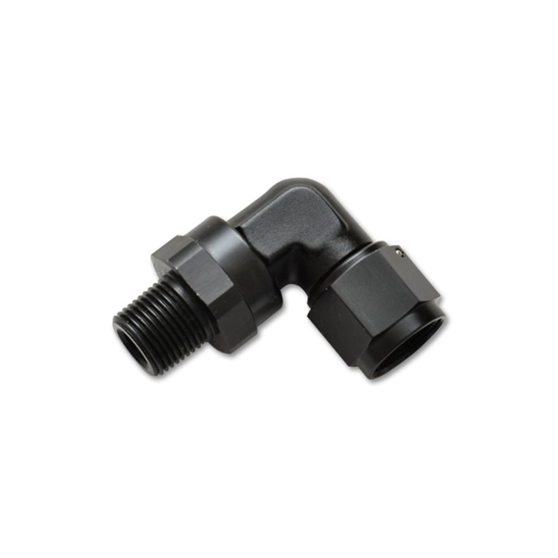 Vibrant -4AN to 1/4in NPT Female Swivel 90 Degree Adapter Fitting