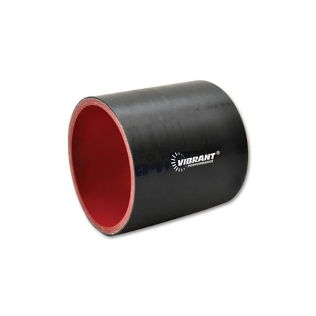 Vibrant 2-1/8in I.D. x 3in Long Gloss Black 4 Ply Aramid Reinforced Silicone Hose Coupling