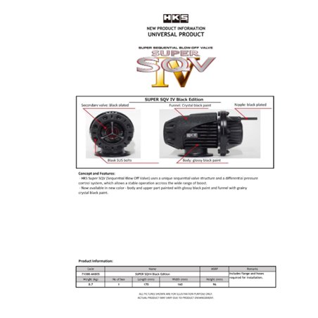 HKS SQV IV BLACK EDITION UNIVERSAL ASSY