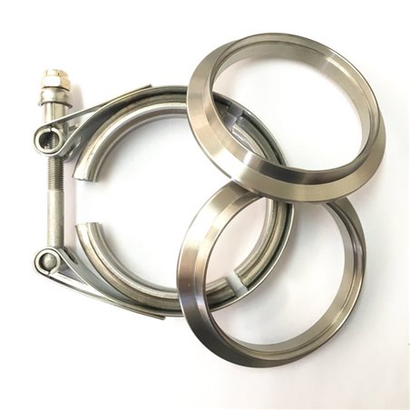 Ticon Industries 3.0in Titanium V-Band Clamp Assembly (2 Flanges/1 Clamp)