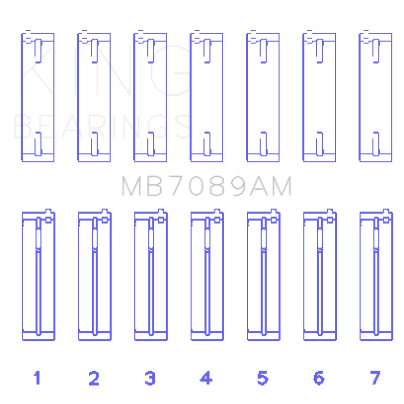 King Audi/Volkswagen ABV/AES/AUE Crankshaft Main Bearing Set (Set of 7) (Standard Size)