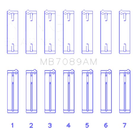 King Audi/Volkswagen ABV/AES/AUE Crankshaft Main Bearing Set (Set of 7) (Standard Size)