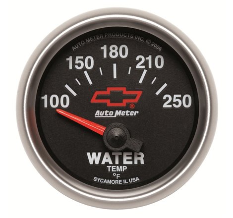 Autometer GM Bowtie Black 2-1/16in 100-250 F Pedestal Electronic Water Temp Gauge