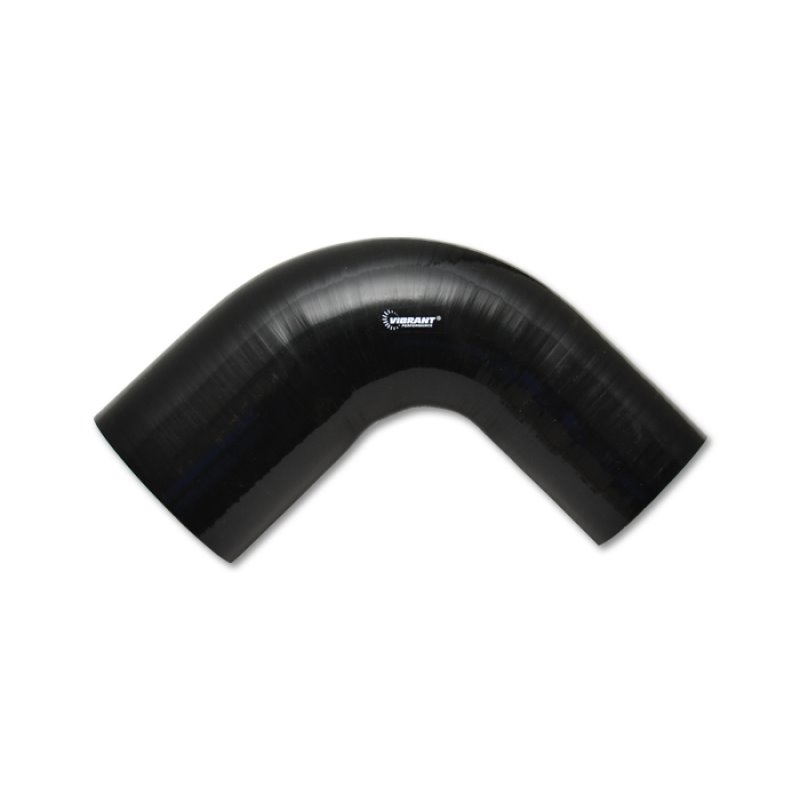 Vibrant 1.5in ID x 1.75in ID x 4in Long Gloss Black Silicone 90 Degree Transition Elbow