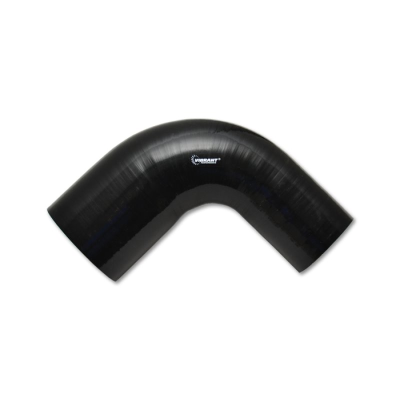 Vibrant 1.75in ID x 2in ID x 4in Long Gloss Black Silicone 90 Degree Transition Elbow