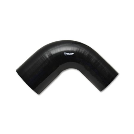 Vibrant 2.75in ID x 3.5in ID x 4in Long Gloss Black Silicone 90 Degree Transition Elbow