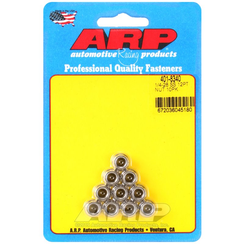 ARP 1/4-20in SS 12pt Nut Kit (10/pkg)