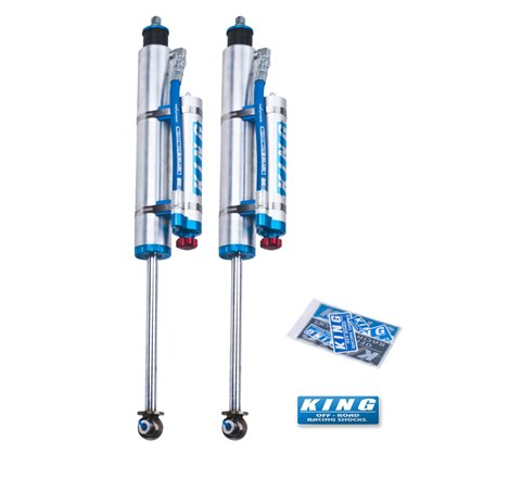 King Shocks 07-18 Jeep Wrangler JK Front 2.5 Dia Piggy Hose Res Shock 0-2in Lift w/Adjuster (Pair)