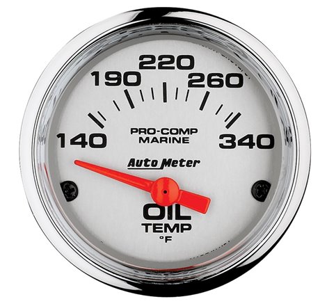 Autometer Marine Chrome Ultra-Lite 2-1/16in Electric Oil Temperature Gauge 140-300 Deg F