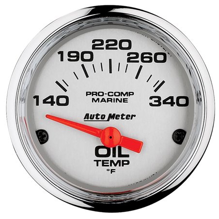 Autometer Marine Chrome Ultra-Lite 2-1/16in Electric Oil Temperature Gauge 140-300 Deg F