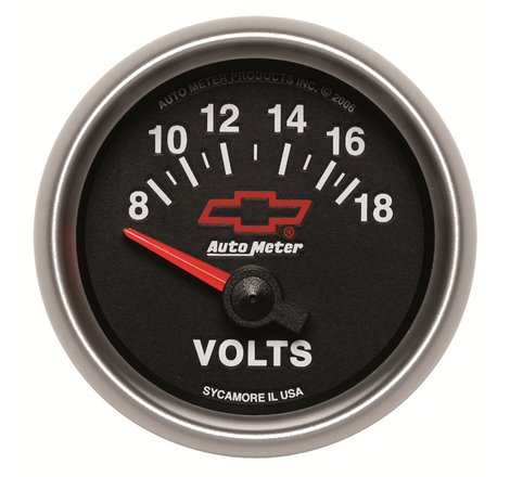 Autometer GM Bowtie Black 2-1/16 Voltmeter 8-18V