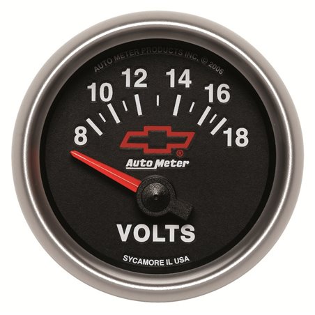 Autometer GM Bowtie Black 2-1/16 Voltmeter 8-18V