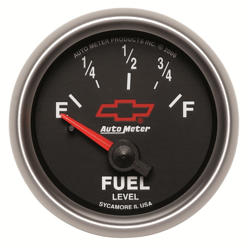 Autometer GM Bowtie Black 2-1/16 Fuel Level, 0-90 , Air-Core 8-18V