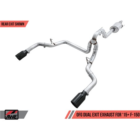 AWE Tuning 2015+ Ford F-150 0FG Dual Exit Performance Exhaust System w/5in Diamond Black Tips