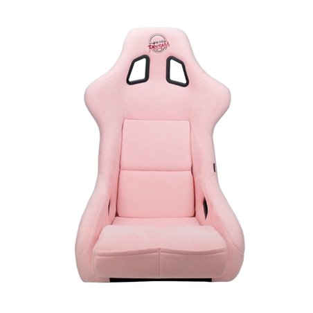 NRG FRP Bucket Seat PRISMA Edition W/ pearlized Back Pink Alcantara - Large