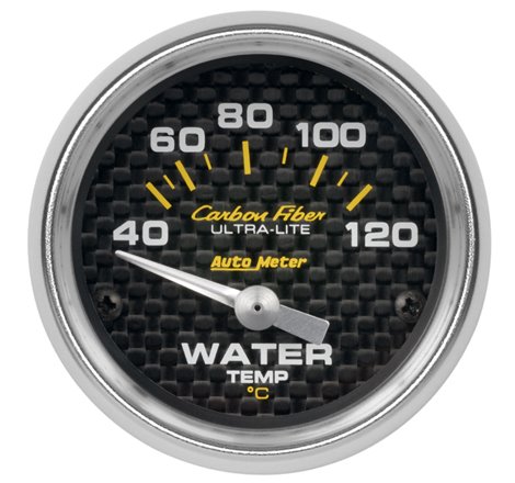 Autometer Carbon Fiber 52mm 40-120 Deg C Electronic Water Temp Gauge