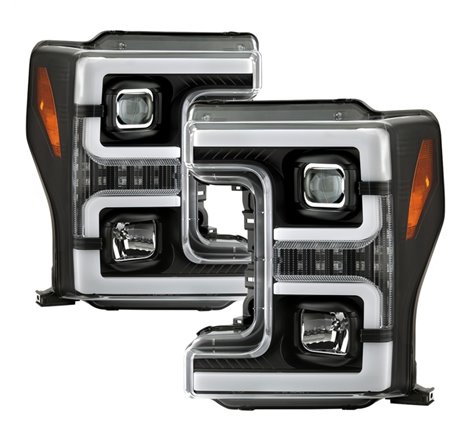 Spyder Ford F-250/F-350/F450 Super Duty 17-18 Projector Headlights Black PRO-YD-FS17-SBSEQ-BK