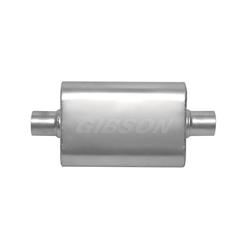 Gibson CFT Superflow Center/Center Oval Muffler - 4x9x13in/2.5in Inlet/2.5in Outlet - Stainless