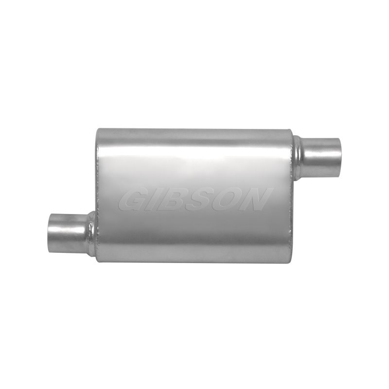 Gibson CFT Superflow Offset/Offset Oval Muffler - 4x9x13in/2.25in Inlet/2.25in Outlet - Stainless