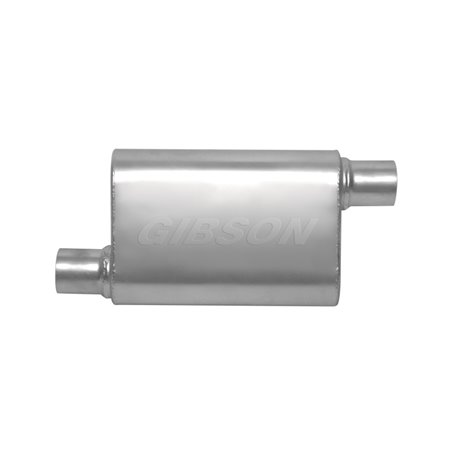 Gibson CFT Superflow Offset/Offset Oval Muffler - 4x9x13in/2.25in Inlet/2.25in Outlet - Stainless