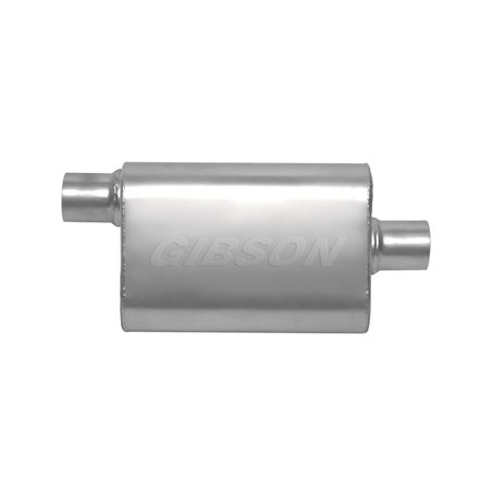 Gibson CFT Superflow Offset/Center Oval Muffler - 4x9x13in/2in Inlet/2.25in Outlet - Stainless