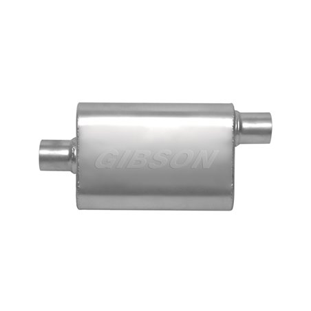 Gibson CFT Superflow Center/Offset Oval Muffler - 4x9x18in/2.5in Inlet/2.5in Outlet - Stainless