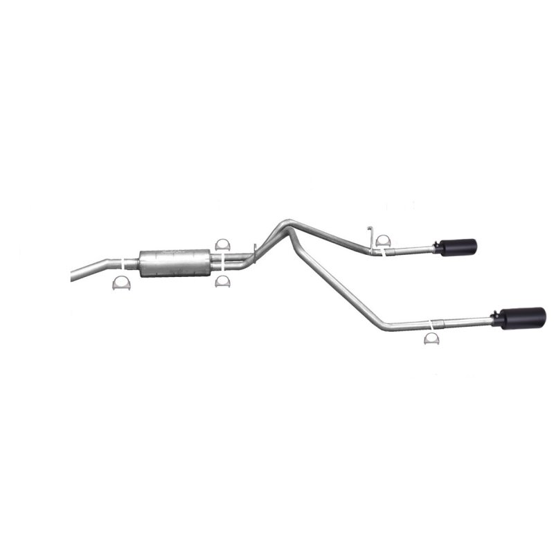 Gibson 11-18 Ram 1500 Big Horn 5.7L 2.25in Cat-Back Dual Split Exhaust - Black Elite