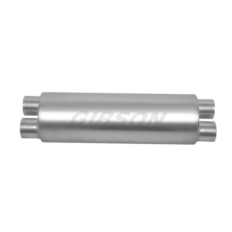 Gibson SFT Superflow Dual/Dual Round Muffler - 8x24in/3in Inlet/2.5in Outlet - Stainless