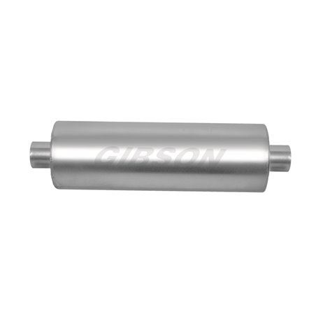 Gibson SFT Superflow Center/Center Round Muffler - 8x24in/2.5in Inlet/3in Outlet - Stainless