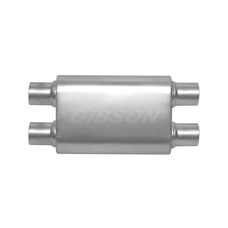 Gibson MWA Superflow Dual/Dual Oval Muffler - 4x9x14in/2.5in Inlet/2.5in Outlet - Stainless