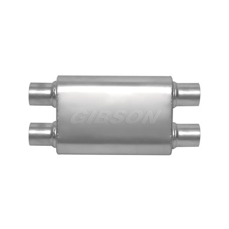 Gibson MWA Superflow Dual/Dual Oval Muffler - 4x9x14in/2.5in Inlet/2.5in Outlet - Stainless