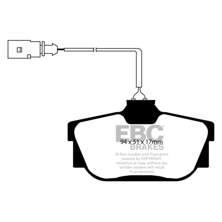 EBC 00 Volkswagen Eurovan 2.8 (ATE) with Wear Leads Greenstuff Rear Brake Pads