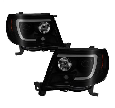 Spyder 05-11 Toyota Tacoma Ver 2 Proj Headlights - Light Bar DRL - Black Smoke PRO-YD-TT05V2-LB-BSM