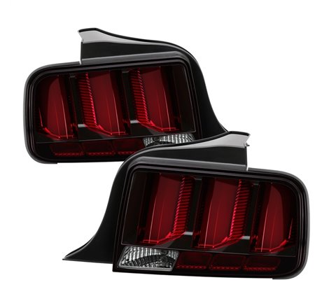 Spyder 05-09 Ford Mustang (Red Light Bar) LED Tail Lights - Black ALT-YD-FM05V3-RBLED-BK