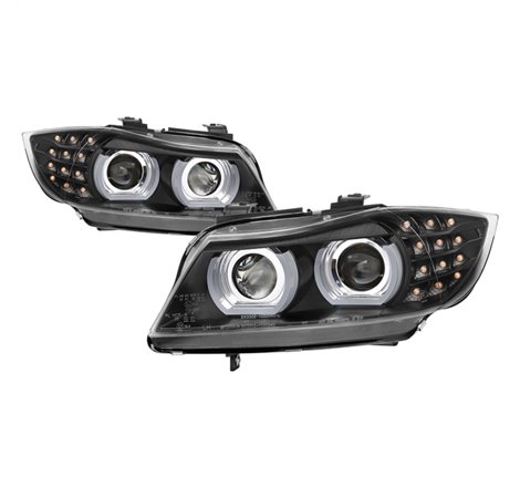 Spyder 09-12 BMW E90 3-Series 4DR Projector Headlights Halogen - LED - Black - PRO-YD-BMWE9009-BK