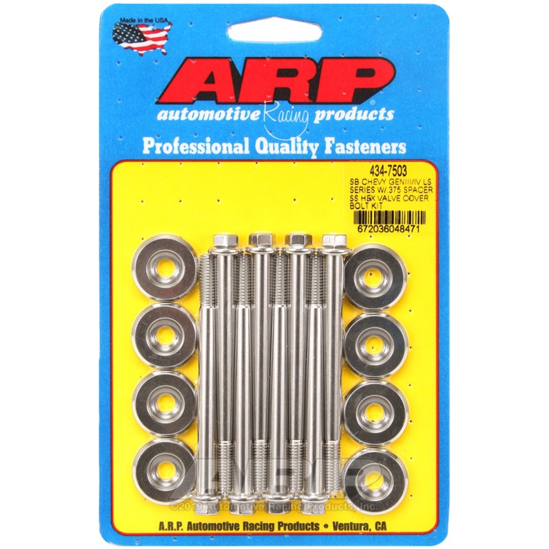 ARP SB Chevrolet Gen III/IV LS Series w/ 0.375 Spacer SS Hex Valve Cover Bolt Kit