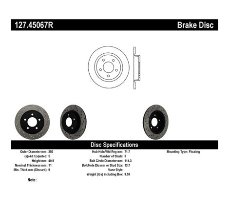 StopTech 04-10 Mazda3 Slotted & Drilled Right Rear Rotor