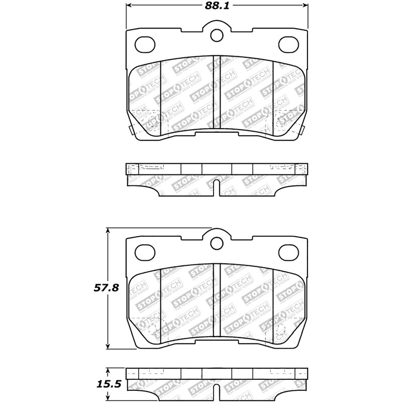 StopTech Street Select Brake Pads w/Hardware - Rear