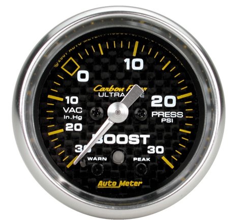 Autometer Carbon Fiber 52mm 30 PSI Electronic Boost gauge