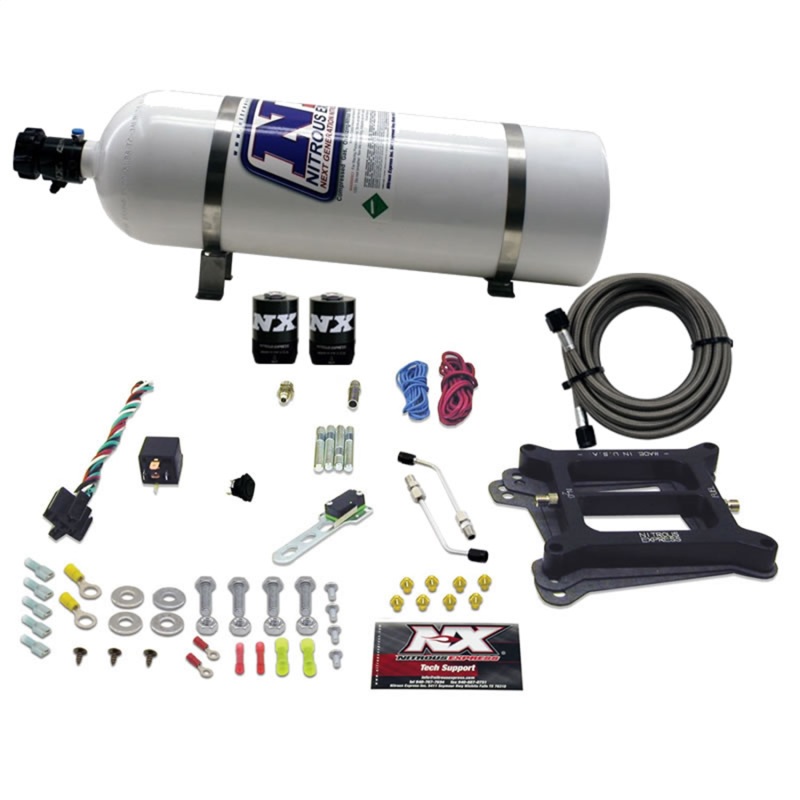 Nitrous Express 4150 4-BBL/Alcohol Nitrous Kit (100-500HP) w/15lb Bottle