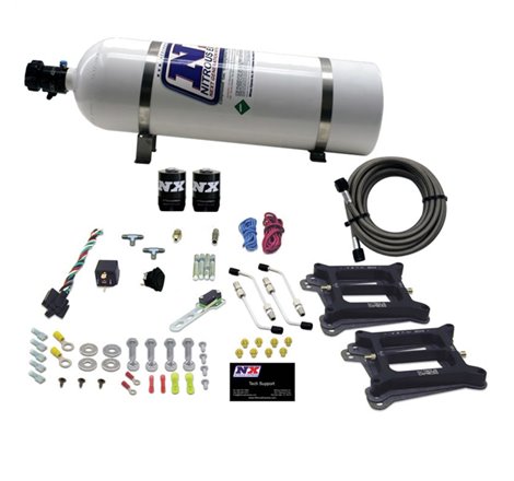 Nitrous Express Dual Holley/Gasoline Nitrous Kit (100-500HP) w/15lb Bottle