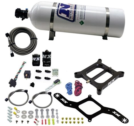 Nitrous Express 4150 RNC Conventional Nitrous Plate Kit w/.375in Solenoid w/15lb Bottle