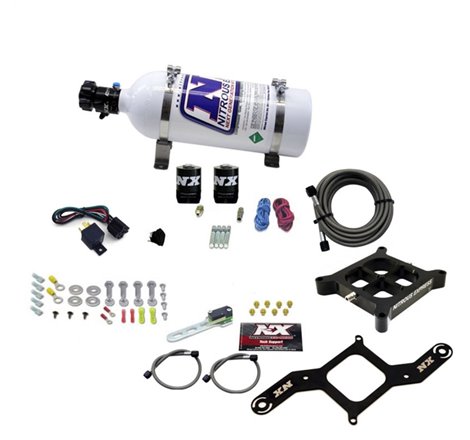 Nitrous Express 4150 Single Entry Billet Crossbar Nitrous Plate Kit (50-300HP) w/5lb Bottle