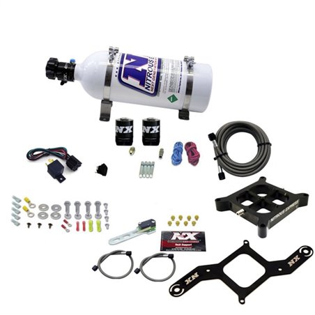 Nitrous Express 4150 Single Entry Billet Crossbar Nitrous Plate Kit (50-300HP) w/5lb Bottle