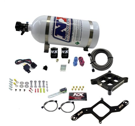 Nitrous Express 4150 Single Entry Billet Crossbar Nitrous Plate Kit (50-300HP) w/10lb Bottle