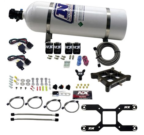 Nitrous Express 4150 Dual Stage Billet Crossbar Nitrous Kit (50-300 & 100-500HP) w/15lb Bottle