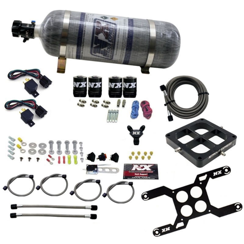 Nitrous Express Dominator Dual Stage Billet Crossbar Nitrous Kit (50-300 & 100-500HP) w/Comp Bottle